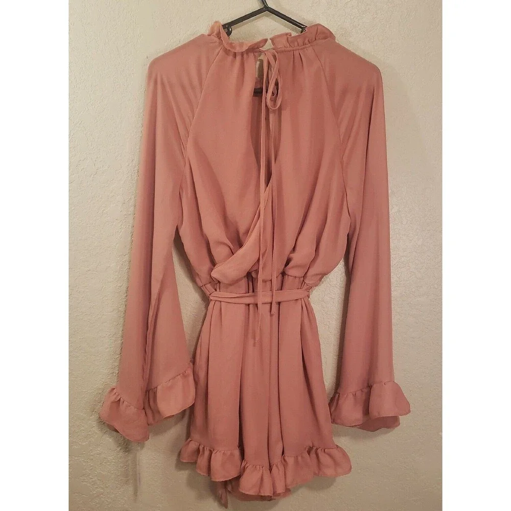 Gianni Bini Womens Short Romper Ruffled Salmon Size Small - Picture 9 of 12